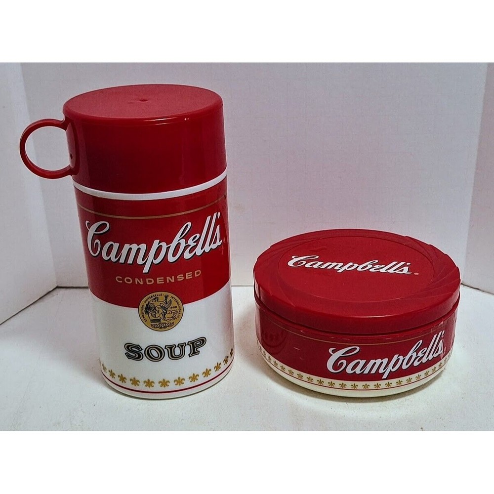 VINTAGE 1998 CAMPBELL'S SOUP COMPANY SOUP CAN-TAINER & INSULATED TRAVEL BOWL
